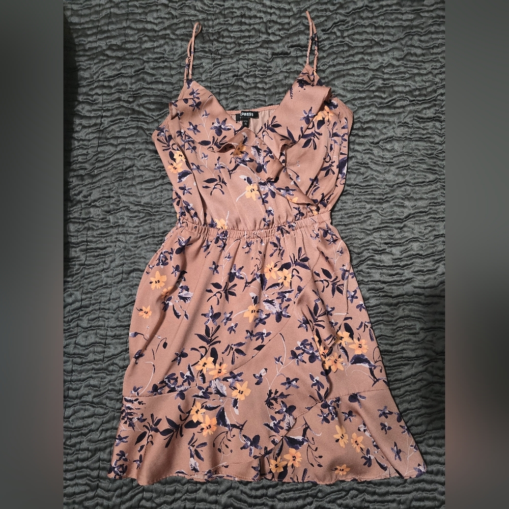 Express Floral Mini Dress in Dusty Pink and Blue